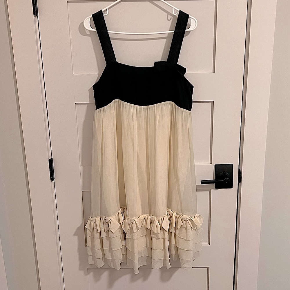 Juicy Couture Black Cream Midi Bow Dress Size L